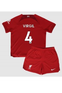 Liverpool Virgil van Dijk #4 Babytruitje Thuis tenue Kind 2022-23 Korte Mouw (+ Korte broeken)